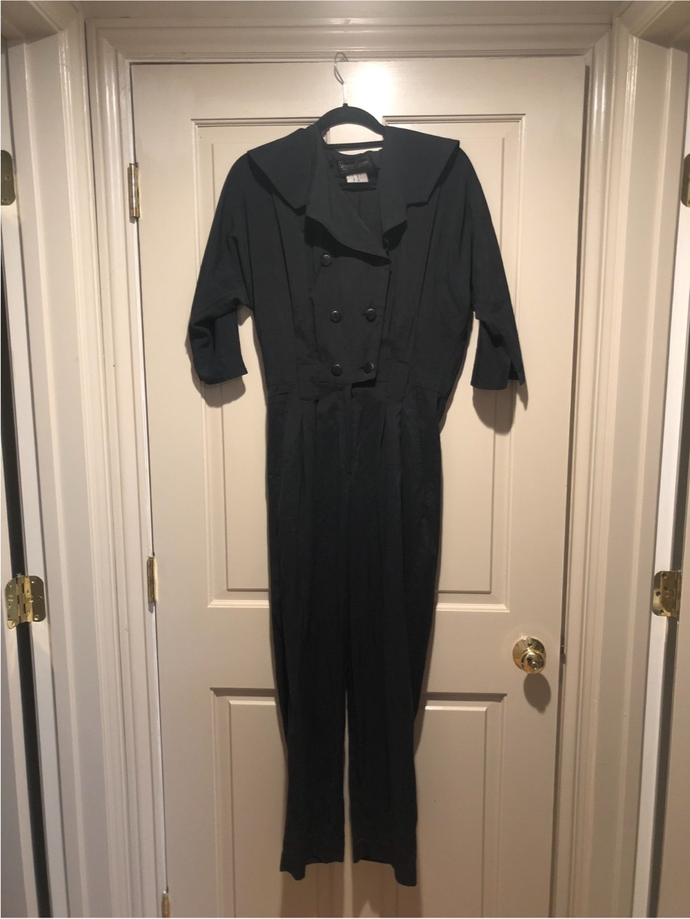 Tailored Dark Blue Double-Breasted Jumpsuit